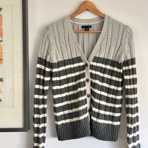 Tommy Hilfiger Striped Cable Knit Cardigan